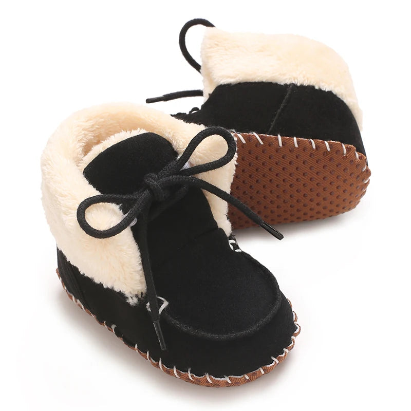 Autumn and Winter Baby Plush Thick Warm Cotton Shoes 0-18 Months Soft Soled Comfortable Non Slip Boots