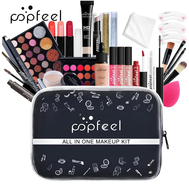Marie Kit de Maquillaje Todo en Uno para Mujer — Set Completo con Cejas, Delineador y Sombras de Ojos