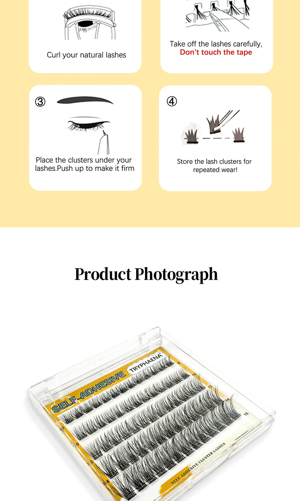 Self Adhesive Cluster Lashes Reusable DIY Lash Extensions Kit No Glue Needed Individual Eyelash Set Wispy Natural Lash Clusters