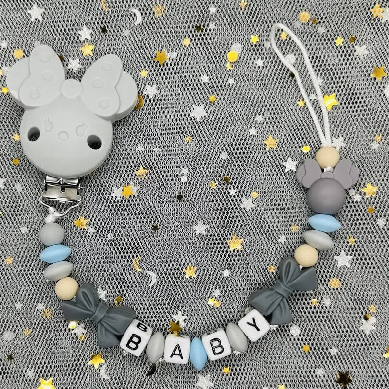 2024 Baby Teether Handmade Personalized Name Pacifier Clips Holder Chains Silicone Pacifier Chain Clips Baby Teething Chain Gift