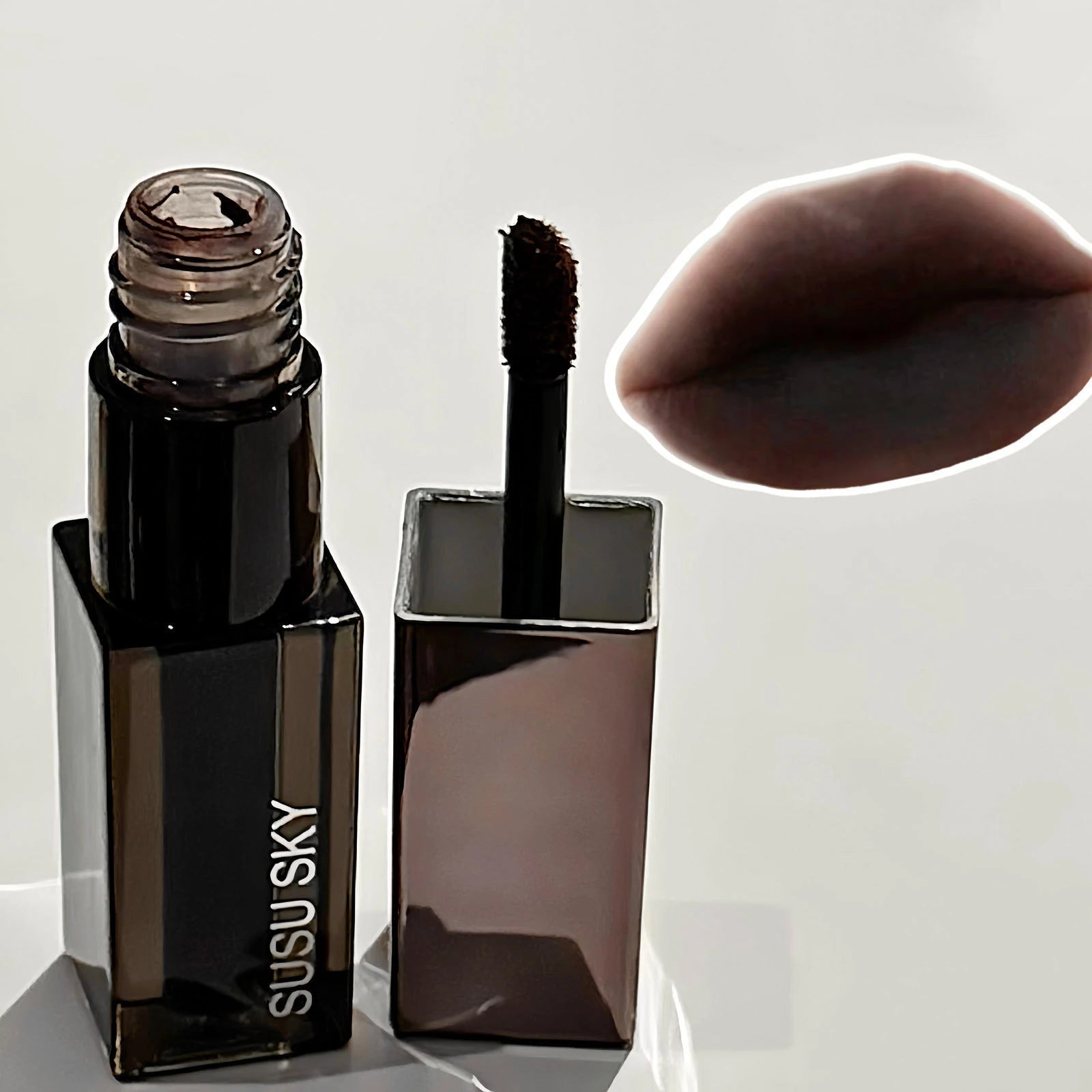 Waterproof Punk Gothic Matte Black Lipstick Purple Lipgloss Makeup Mousse Lip Mud Dark Red Brown Lipstick Non-stick Cup Lip Tint