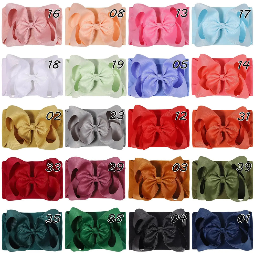 1PC Large Ribbon Bow Headband for Baby Girls Wide Nylon Turban Newborn Bow Headwrap Gift Super Soft Babe Hair Accessories