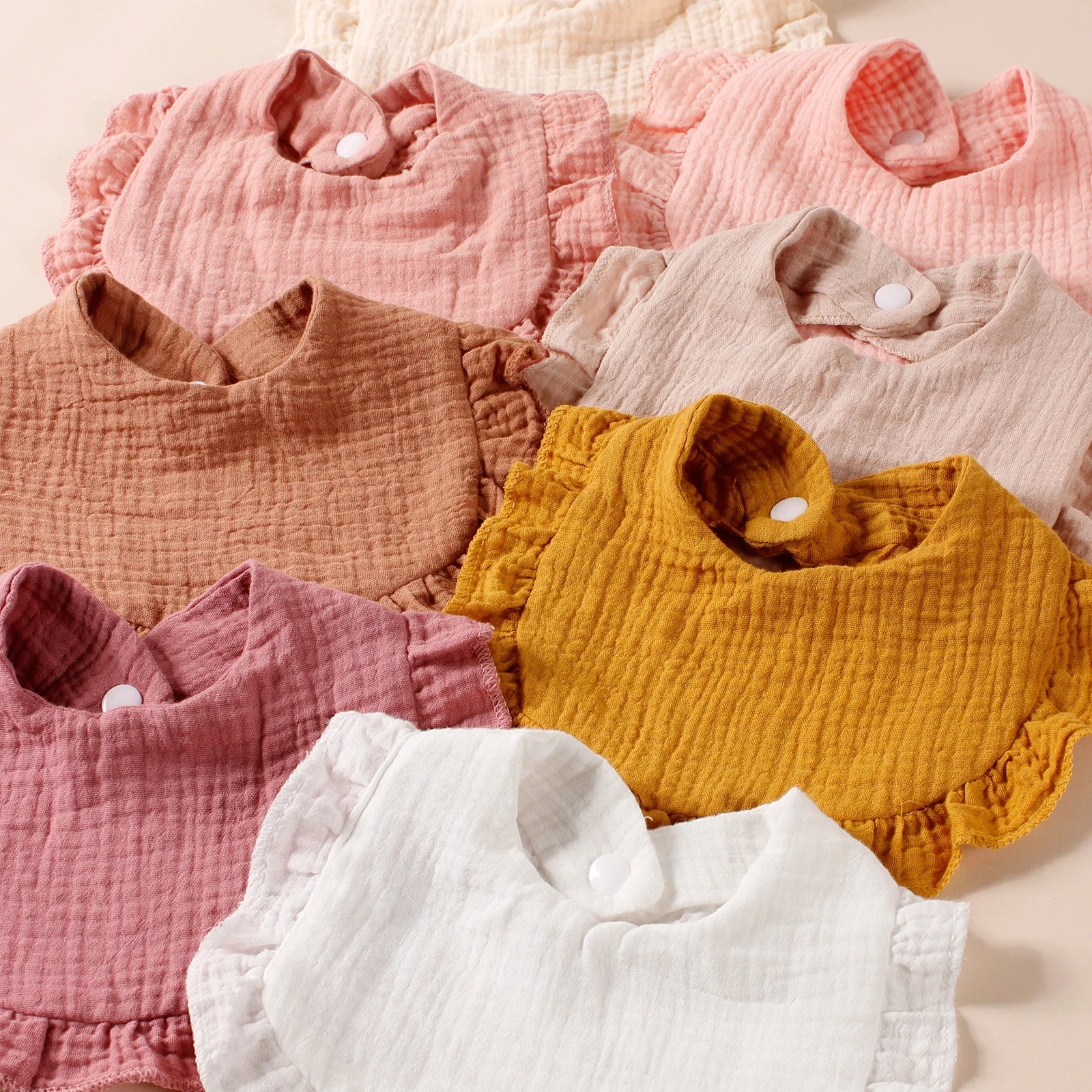 8pcs Newborn Cotton Ruffle Bibs Kids Feed Drool Bibs Toddler Cute Salive Towel Hot Sale Baby Burp Cloth