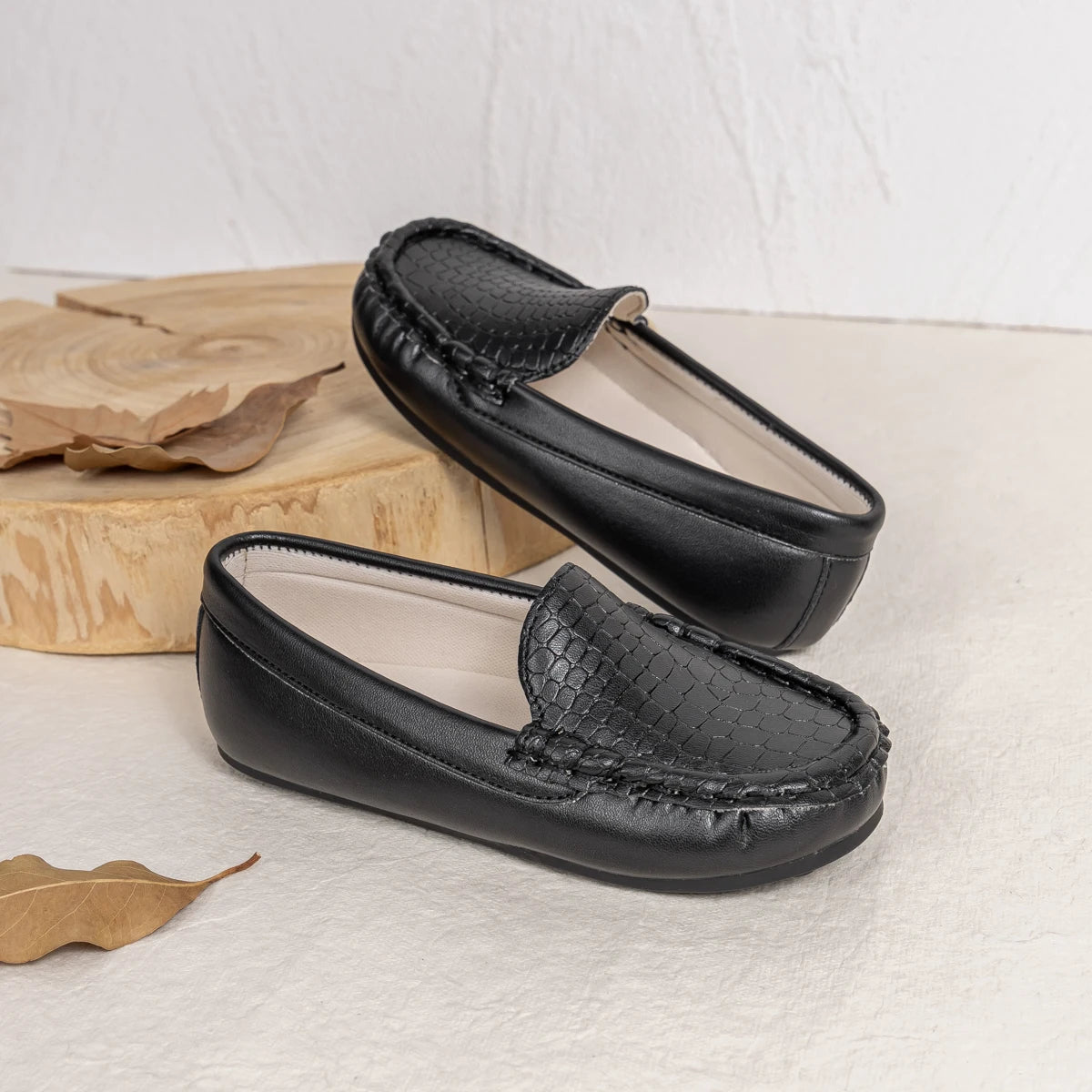 Toddler Boys' Loafers Stone Pattern Slip-On Dress Shoes Kids Comfortable Formal Performance Footwear