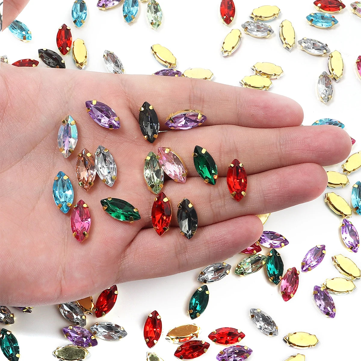 Horse Eye Flatback Reinestone Quality Sewing Crystal Flatback Rhinestones Sew On Stones Glass For Dresses Clothes DIY Jewelry