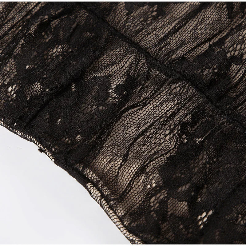 Sexy Lace Spaghetti Strap Dress Women Sleeveless Backless See Through Slim Split Long Dresses 2026 Spring Holiday Lady Robes
