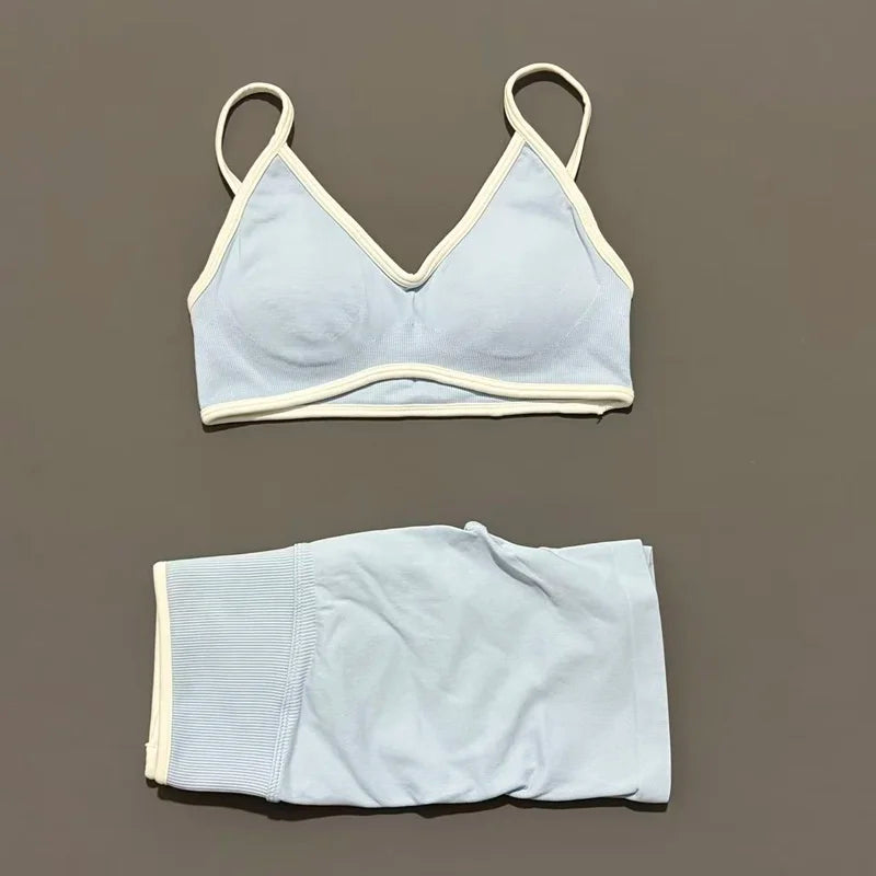 2 Piece Workout Sets Women High Stretch Scrunch Butt Ignite Shorts Sports Bra Gym Fitness Jogging Cycling Active Sports Suits