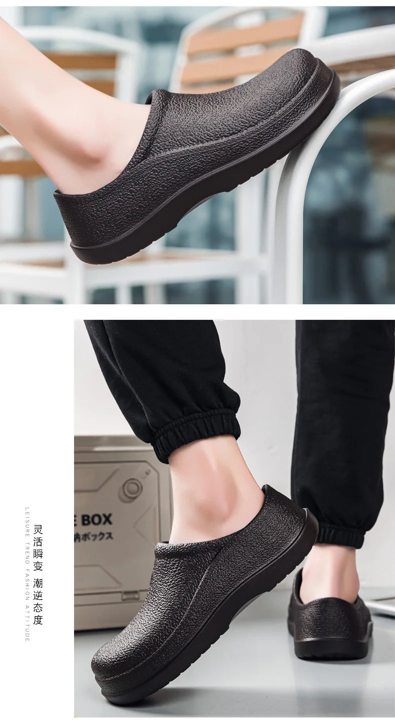 Men Chef Shoes Man Summer Beach Slippers Water-proof Oil-proof Kitchen Shoes Non-slip Garden Clogs Hotel Work Shoe EVA Sandal