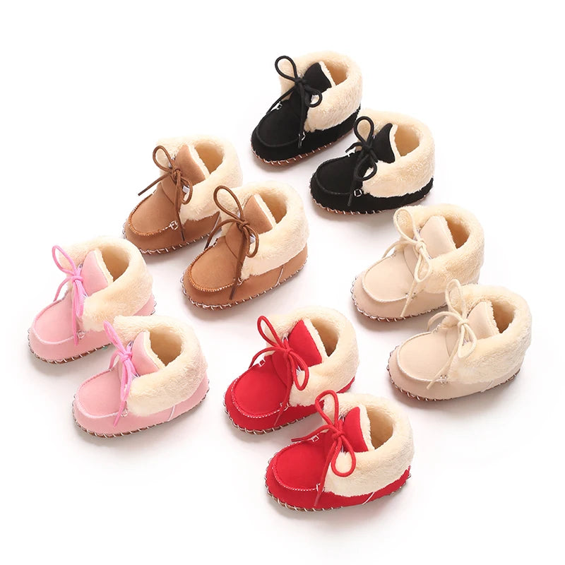 Autumn and Winter Baby Plush Thick Warm Cotton Shoes 0-18 Months Soft Soled Comfortable Non Slip Boots