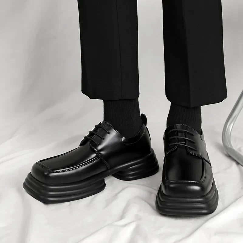 Brand New Black Brogue Shoes Men Classic Platform Oxford Dress Shoes Men Retro Patent Leather Footwear Low-Ankle Party Shoes