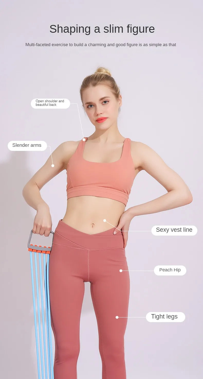 Full Body Workout Set - Chest Expander with 5 Removable Resistance Bands for Pilates, Push Ups, and Muscle Training - Strengthen