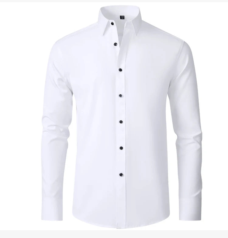 6xl summer black White Oversize men's long-sleeved Dress shirt  High quality elastic force non-iron  business casual