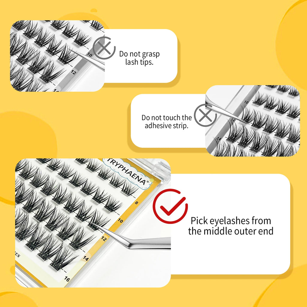Self Adhesive Cluster Lashes Reusable DIY Lash Extensions Kit No Glue Needed Individual Eyelash Set Wispy Natural Lash Clusters