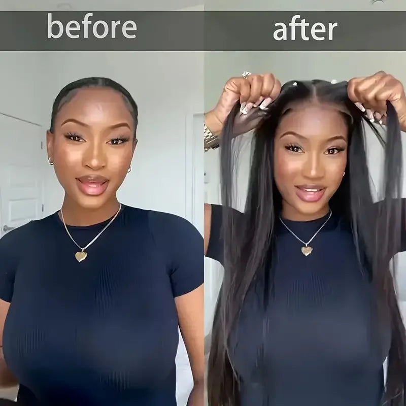 Glueless Wigs Virgin Human Hair Ready To Wear Pre Plucked Pre Cut No Glue 6X4 Bone Straight 100% Human Hair Lace Wigs for Women