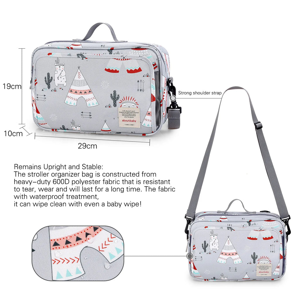 Baby Stroller Bag Waterproof Portable Outing Travel Mummy Bag Multifunction Diaper Bottle Storage Hanging Bag Pram Organizer
