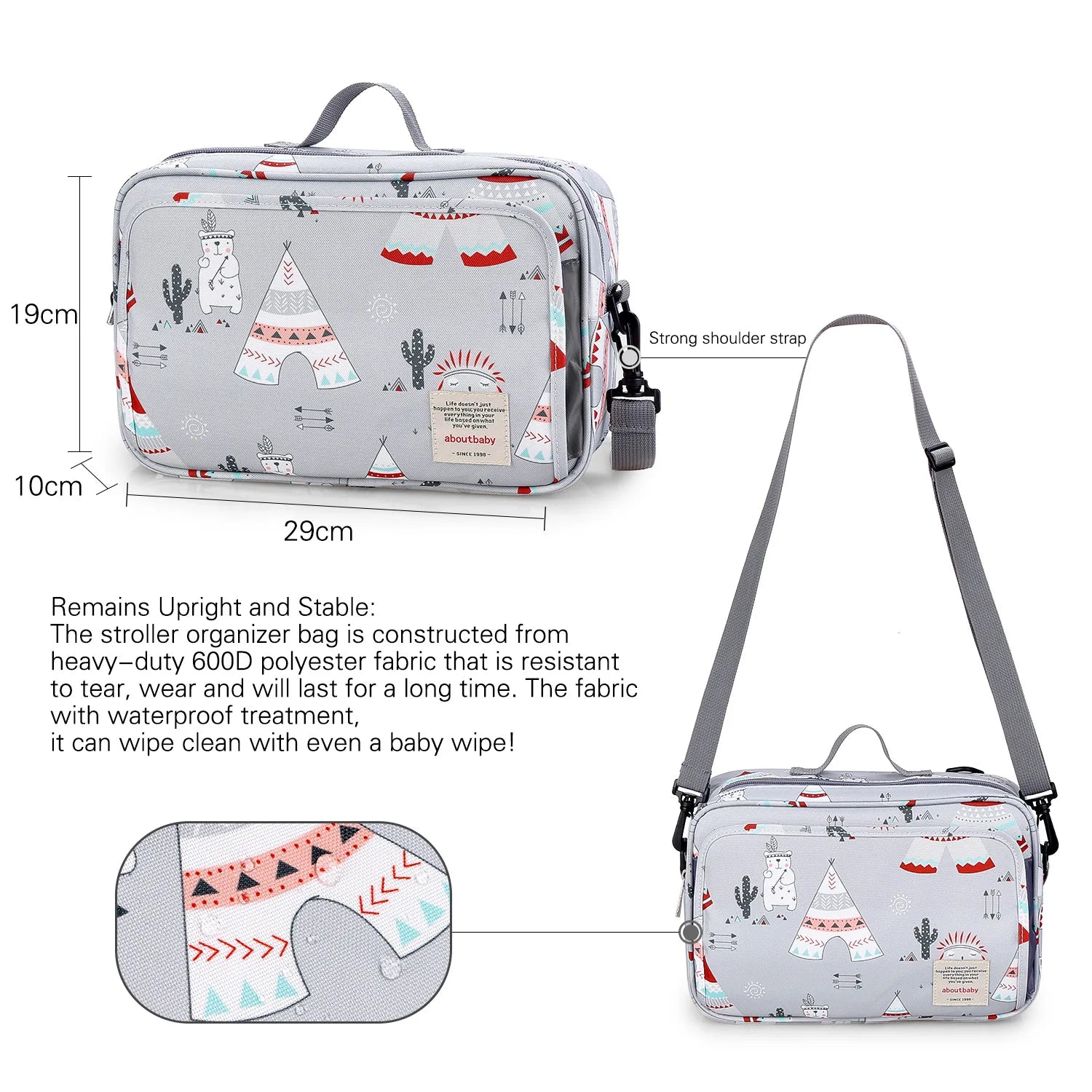 Baby Stroller Bag Waterproof Portable Outing Travel Mummy Bag Multifunction Diaper Bottle Storage Hanging Bag Pram Organizer