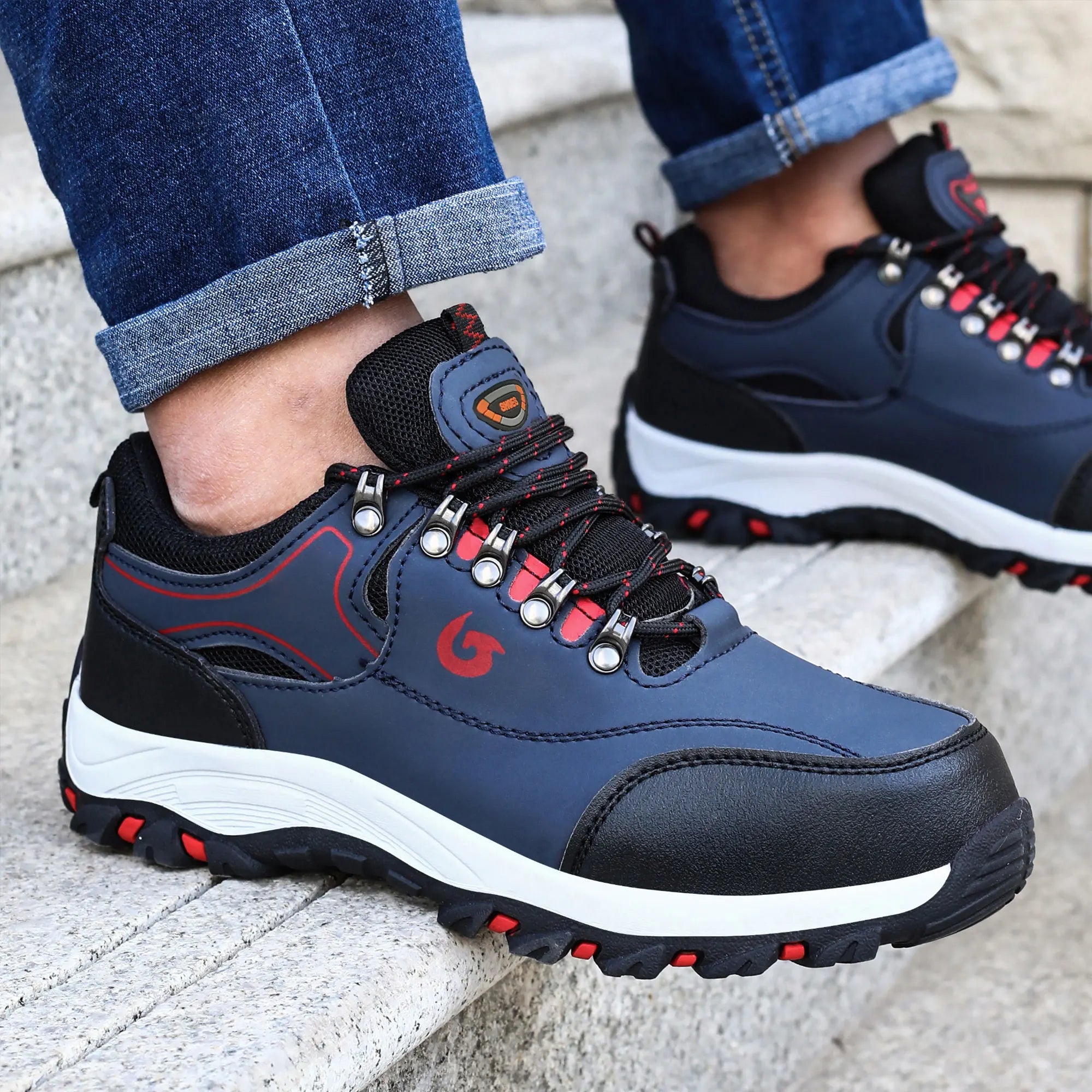 Black Lightweight Work Sneakers Anti-Impact And Anti-Piercing Safety Shoes Comfortable Breathable Construction Working Boots