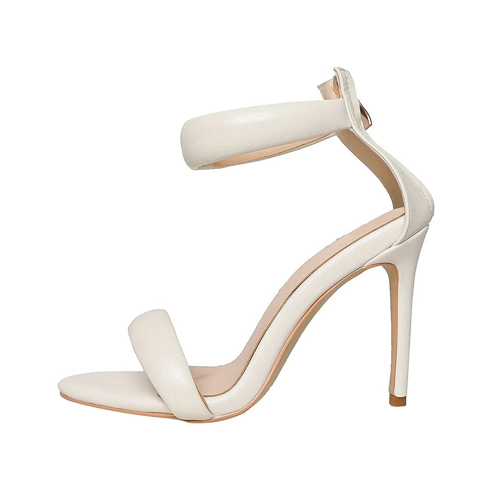 Sandals Women 2025 Concise Style One-strap Sandals for Girls Women Sexy Stiletto Heel Back Zip Cover Heels Summer Sandalias Gold