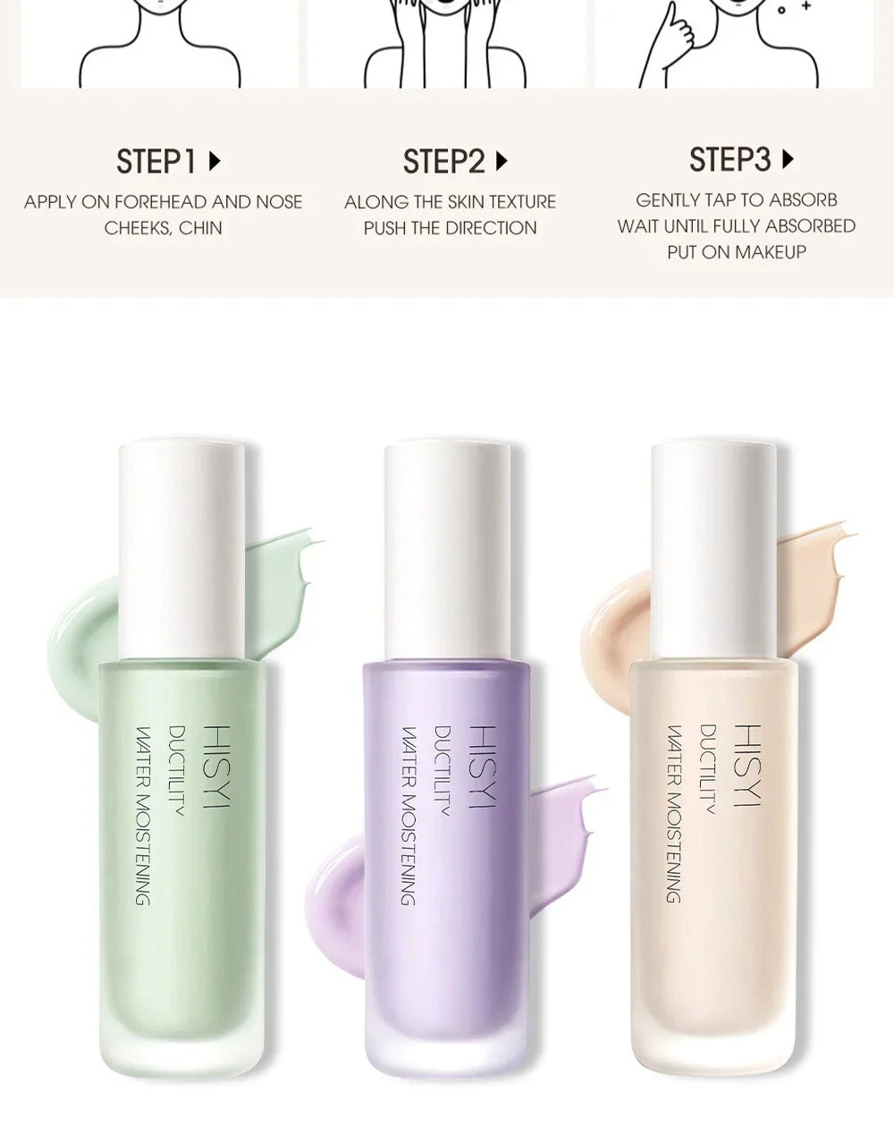 Marie Primer Tricolor Hidratante — Corrector de Tono, Iluminador y Suavizante para el Rostro