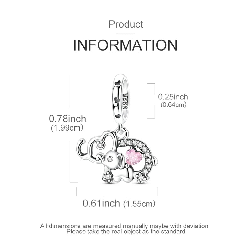 925 Sterling Silver Mom Parent Child Elephant Charms Pendant For Women Fit Original Bracelet DIY Mother's Day Jewelry Gifts