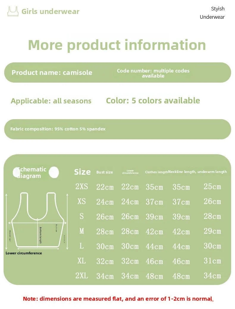 Little Girl Underwear for Kids Girl Children's Undershirts Top for Summer Girls Tops Kids Singlet Clothes 100% Cotton Camisole