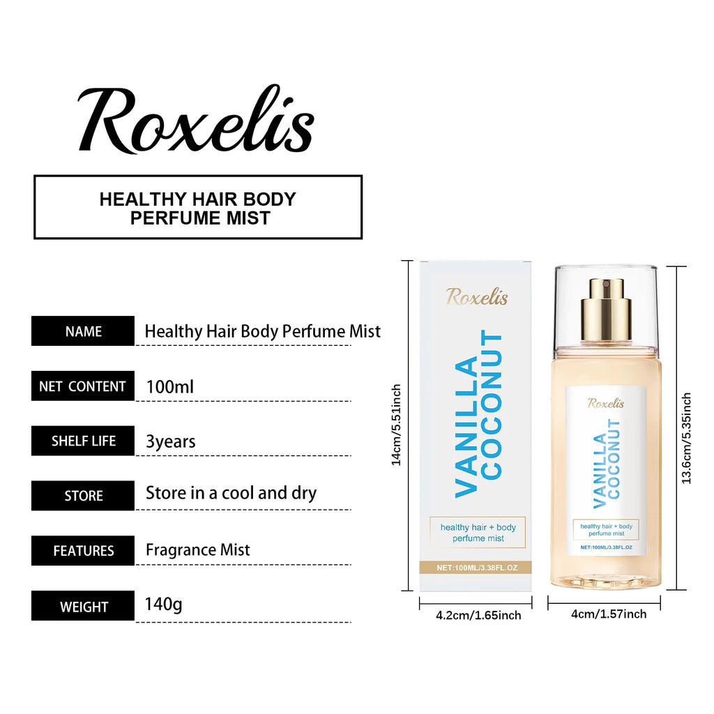 Vanilla Coconut Body Mist: Long-Lasting Fragrance, Unique Charm, Fresh & Romantic Travel-Friendly Portable Perfume