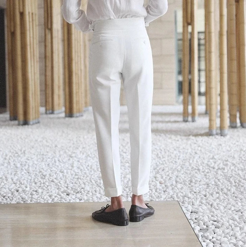 Straight Man Suits Pants Social Tailoring Business High Waist Trousers for Men Summer 2025 Formal New in Work Wear Elegant Up
