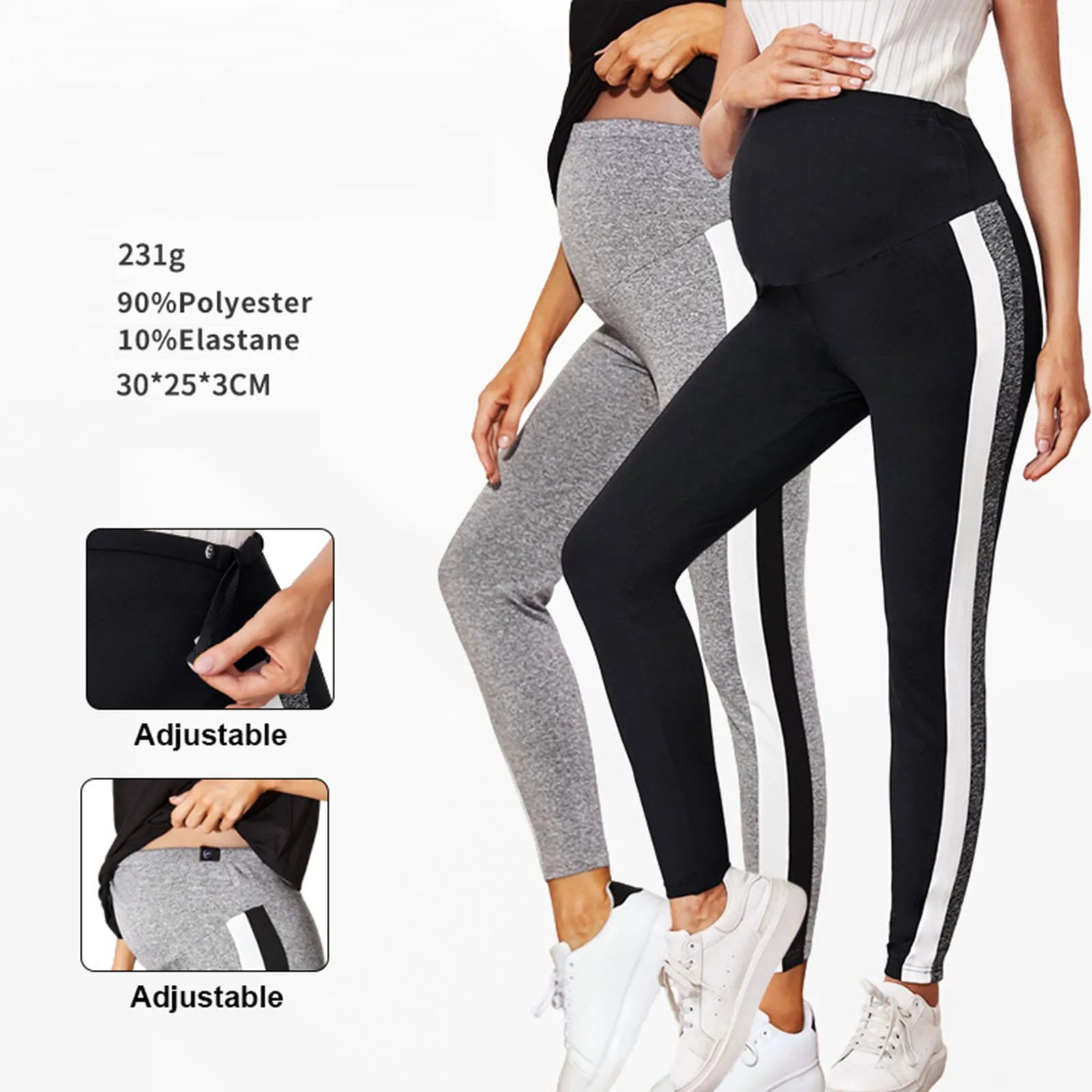 Maternity Pants Over The Belly Yoga Dress Elastic Waistband Stretchy Wide Leg Work Pregnancy Trousers with Pockets Sportswear