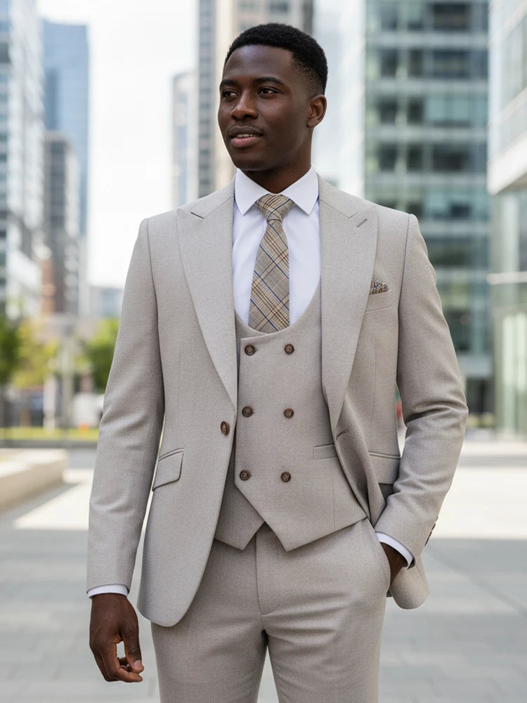 elegant man suits high quality 3 piece （Jacket + vest + pants）slim fit formal office and leisure banquet groom's suit
