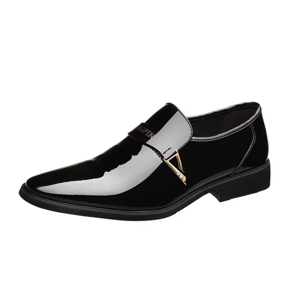 Black PU Patent Leather Shoes For Men Casual Business Shoes Formal Office Work Shoes For Male Party Wedding