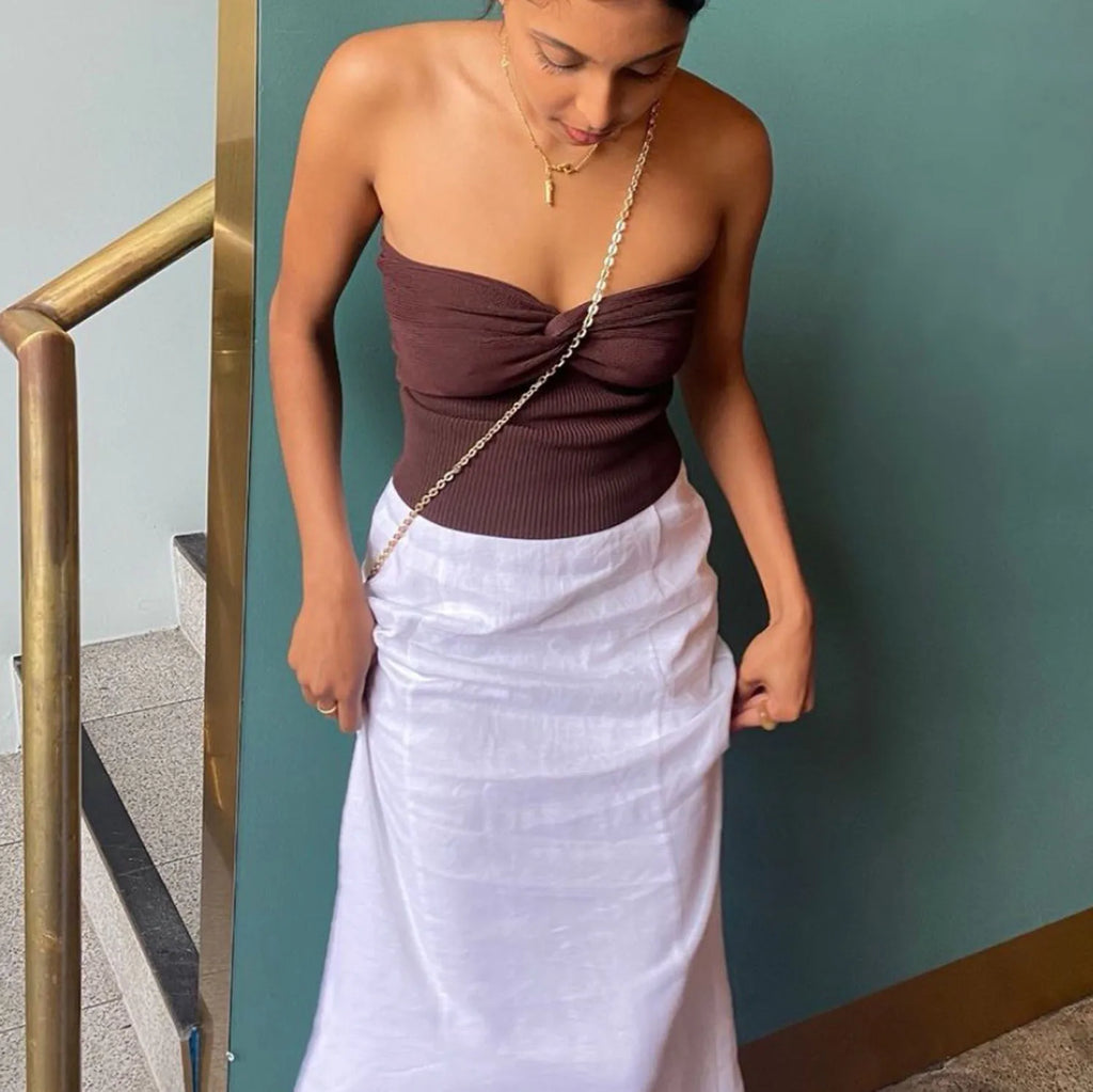 Tossy Knit Tube Tops Women White Strapless Corset Tops Summer Basic Backless Off Shoulder Crop Top Bustier Casual Streetwear