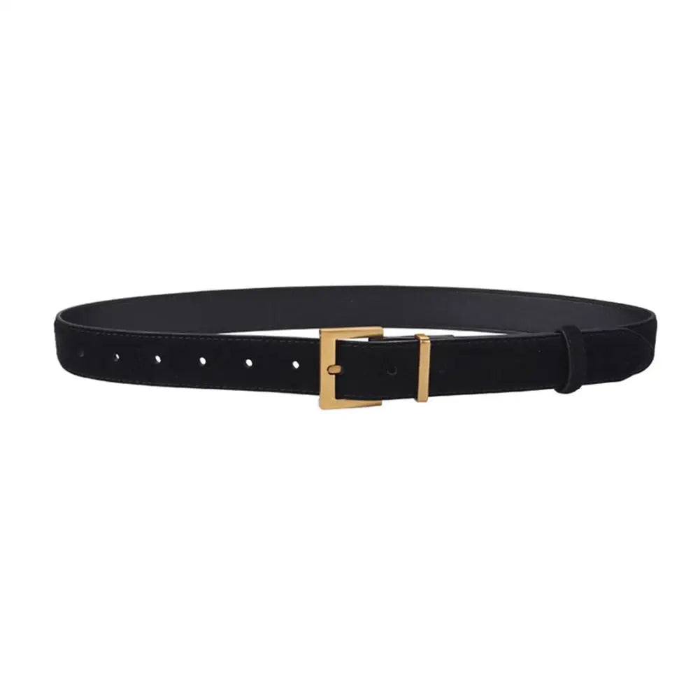 Women Belt Suede Cowhide Genuine Leather Belt 2.8cm Wide Fashion Belts With Metal Buckle Matched For Jeans Dresses Waistband