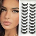 10 pairs of natural and simple long false eyelashes, all handmade and artificial, with a light and natural feeling as if they we