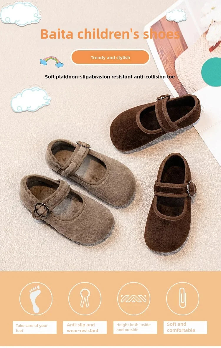 Baby Girls Spring/Autumn Fashion Popular New Kids Solid Color Flat Casual Comfortable Student Children's Walking Shoes Size21-30