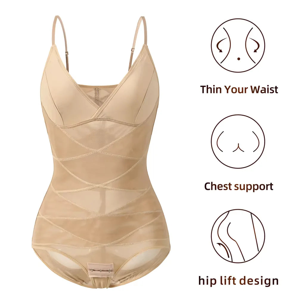 Girdles for Women Sculpting Bodysuit Cross Compression ABS Shaping Slimming Shapewear Full Body Shaper Tummy Control Faja Corset