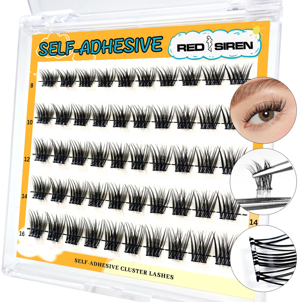 Self Adhesive Cluster Lashes Reusable DIY Lash Extensions Kit No Glue Needed Individual Eyelash Set Wispy Natural Lash Clusters
