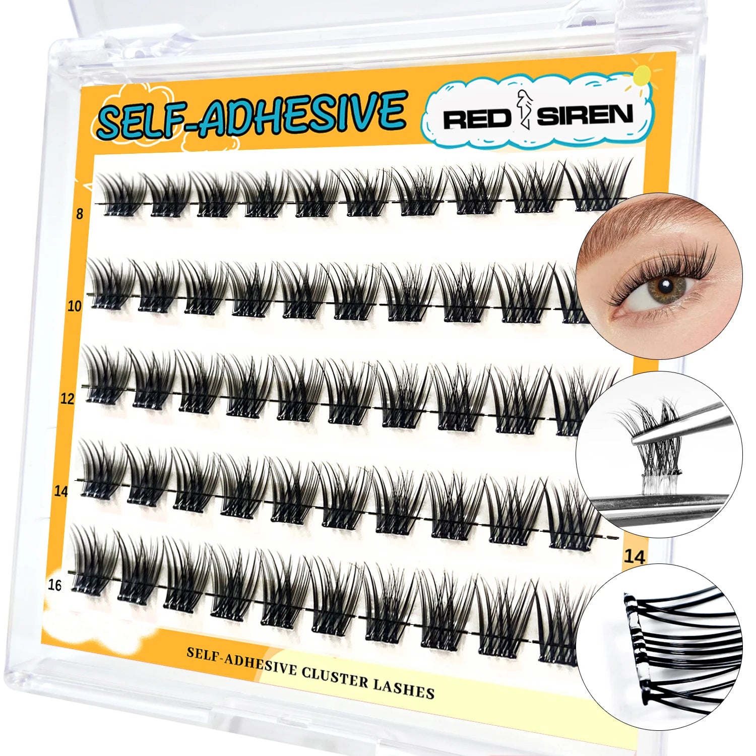 Self Adhesive Cluster Lashes Reusable DIY Lash Extensions Kit No Glue Needed Individual Eyelash Set Wispy Natural Lash Clusters