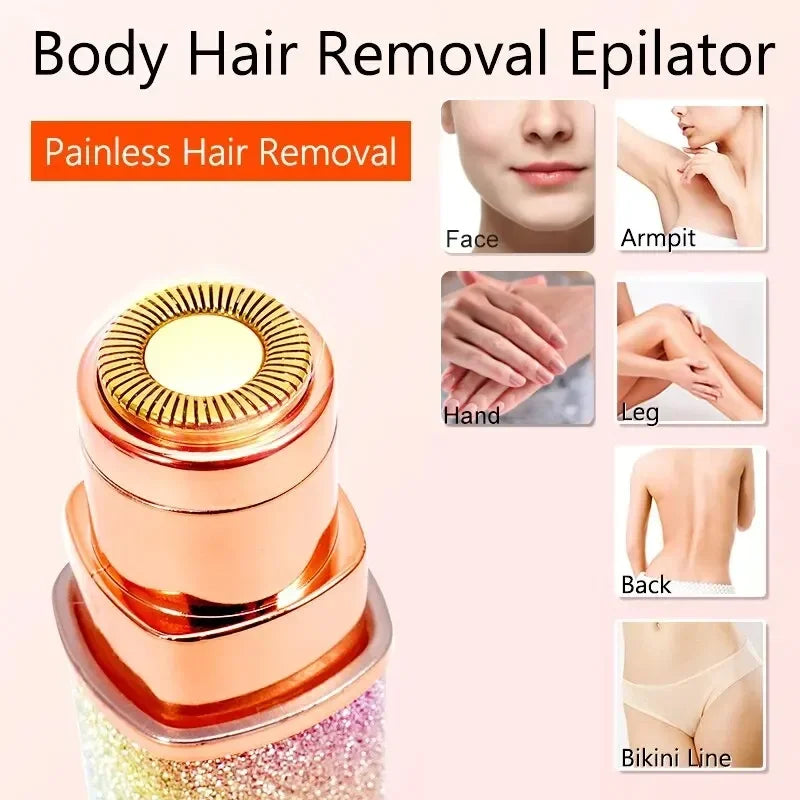 Portable 2 IN 1 Electric Epilator Eyebrow Trimmer Women's Body Facial Lip Epilator Rechargeable Mini Painless Razor Shave Shaver
