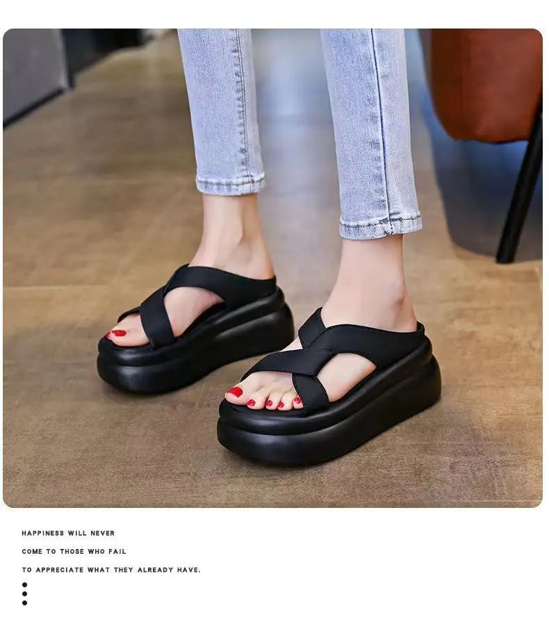 Women's Beach Sandals  New Thick Bottom Soft Sole Dress Fashionable Summer Platform Outdoor Slippers Sandalias De Mujer