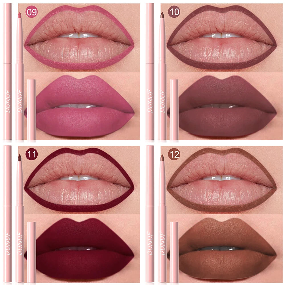 6pcs Lip Liner Pen Set Long-Lasting, Waterproof Sweatproof, Easy Coloring Non-fading Color Rendering Lip Gloss Set Beauty Makeup