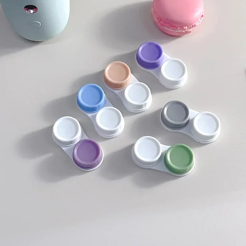 Colored Contact Lens Case Travel Kit Holder Lens Container Box 1 Pcs L+R for Eyes Contacts