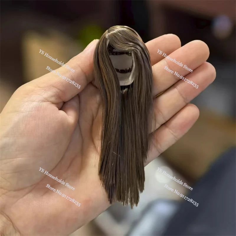 1/6 Female Soldier Head Sculpt Decor Wig Green/Blue/Red/Gray Hair Model Toys Accessory For 12inch Bald Sculpture Decoration