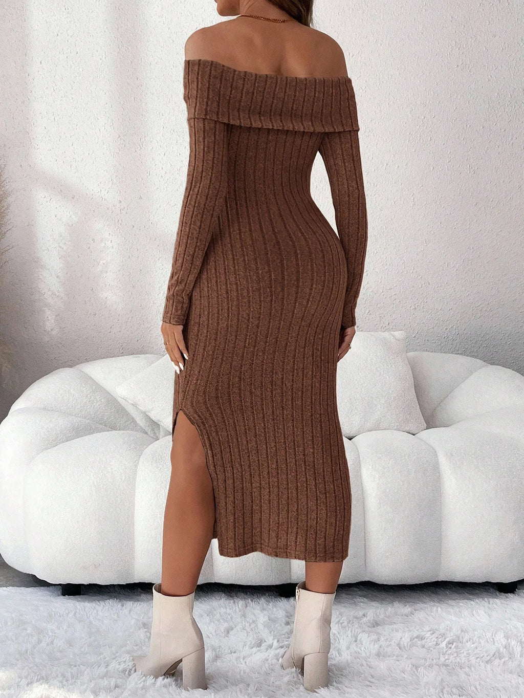 Maternity Pregnant Women Solid Knitted Dress Off Shoulder Slim Fit Long Sleeve Bodycon Dresses Spring Casual Pregnancy Clothing
