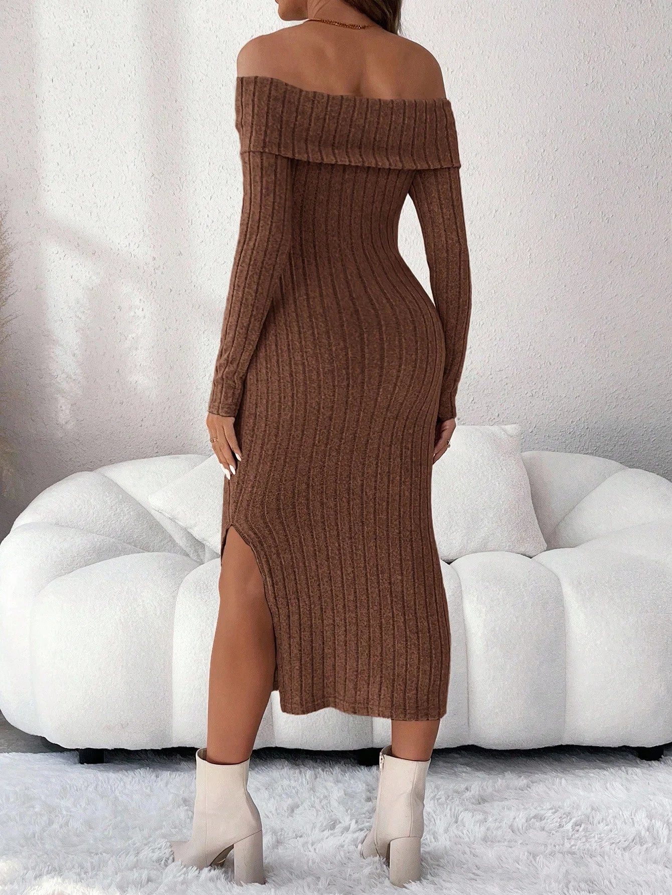 Maternity Pregnant Women Solid Knitted Dress Off Shoulder Slim Fit Long Sleeve Bodycon Dresses Spring Casual Pregnancy Clothing