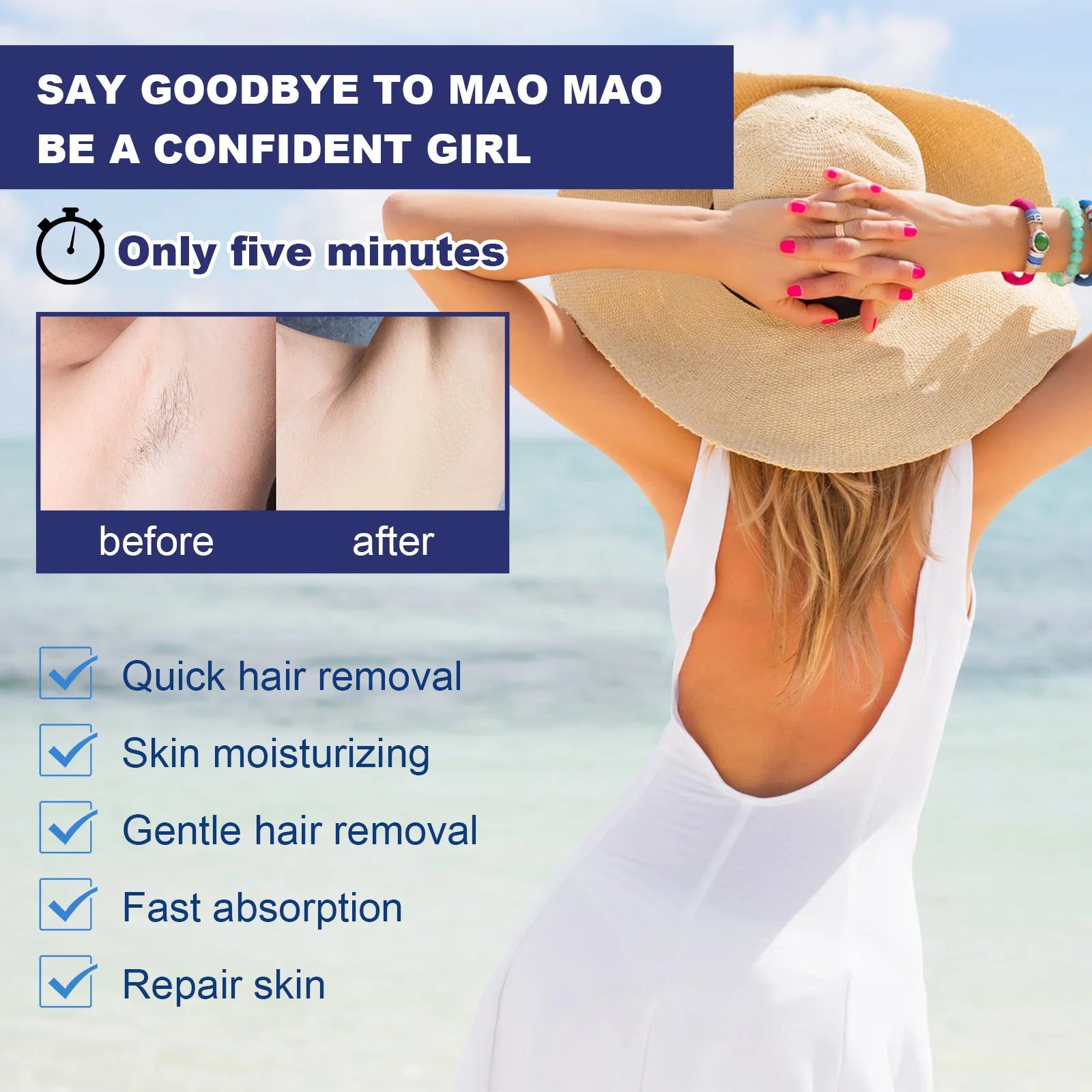 Permanent Hair Growth Inhibitor & Hair Removal Spray for  Arm, Leg & Armpit, Painless Quick Hair Removal Spray for Women & Men