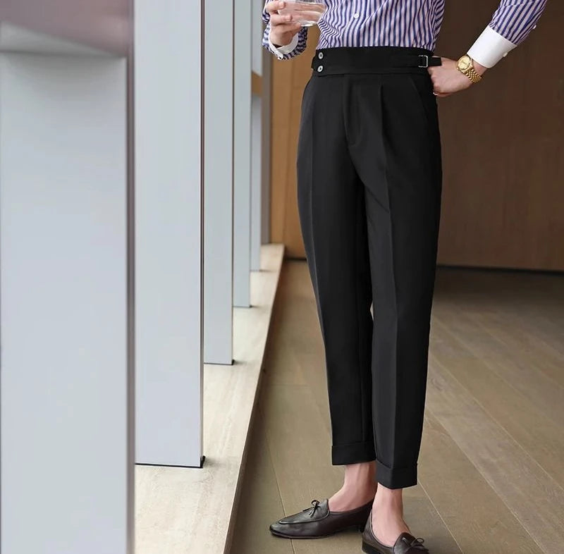Straight Man Suits Pants Social Tailoring Business High Waist Trousers for Men Summer 2025 Formal New in Work Wear Elegant Up