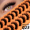 GROINNEYA Russian Strip Lashes Fluffy Faux Mink Lashes 8D Wispy Lashes Cat Eye Lashes Pack Dramatic Long Thick Volume Eyelashes