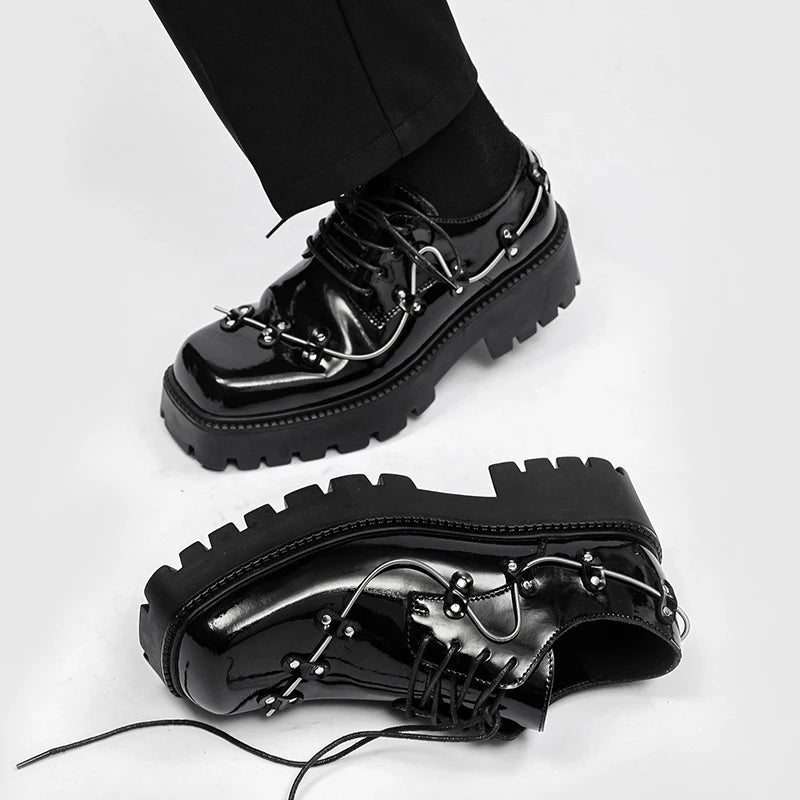 Brand New Black Brogue Shoes Men Classic Platform Oxford Dress Shoes Men Retro Patent Leather Footwear Low-Ankle Party Shoes