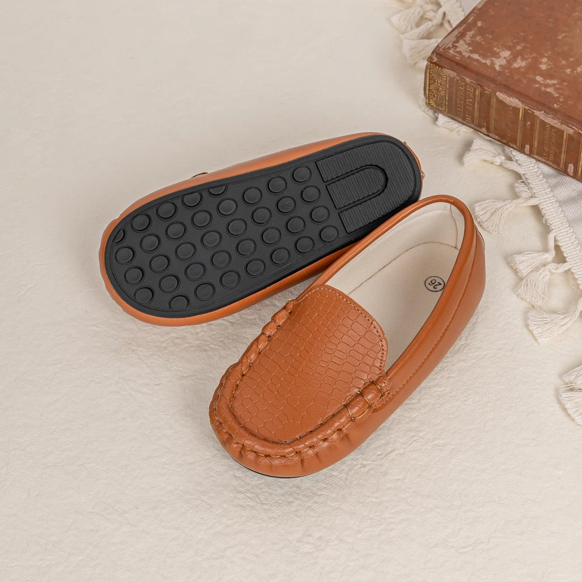 Toddler Boys' Loafers Stone Pattern Slip-On Dress Shoes Kids Comfortable Formal Performance Footwear