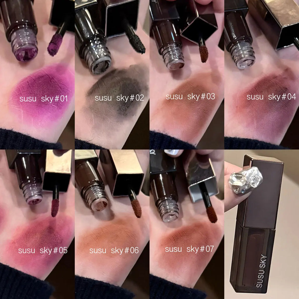 Waterproof Punk Gothic Matte Black Lipstick Purple Lipgloss Makeup Mousse Lip Mud Dark Red Brown Lipstick Non-stick Cup Lip Tint